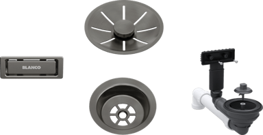 BLANCO Pribor SATIN DARK STEEL InFino set 1x3,5" (čašica, InFino ukrasna rozeta, C-overflow preljev komplet), bez dalj.upr.